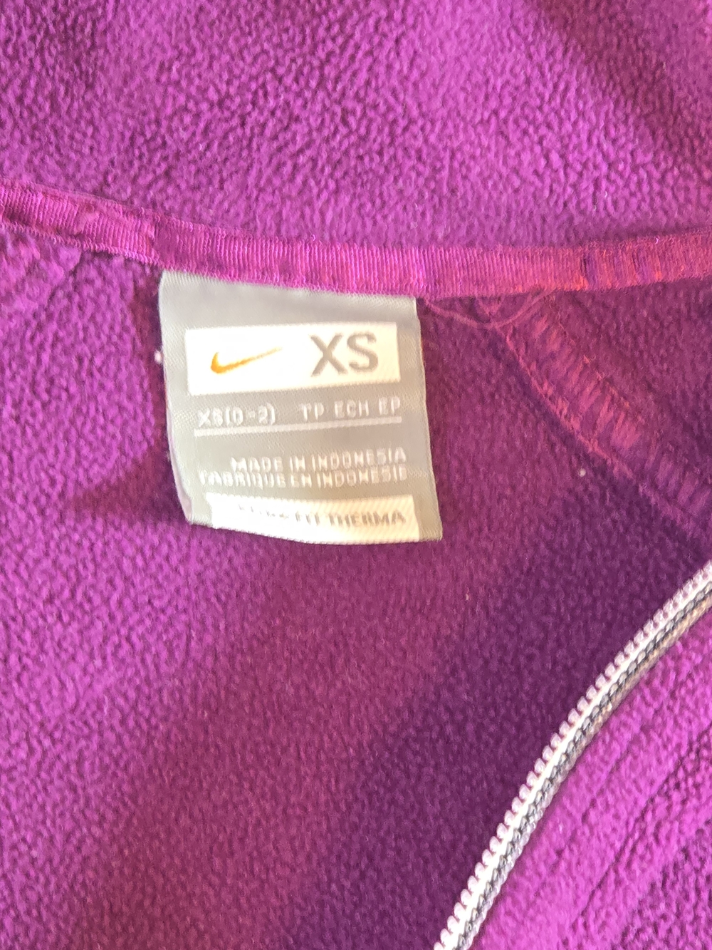 Nike Womens Therma-Fit Purple Quarter-Zip Fleece Pullover XS - Picture 3 of 13